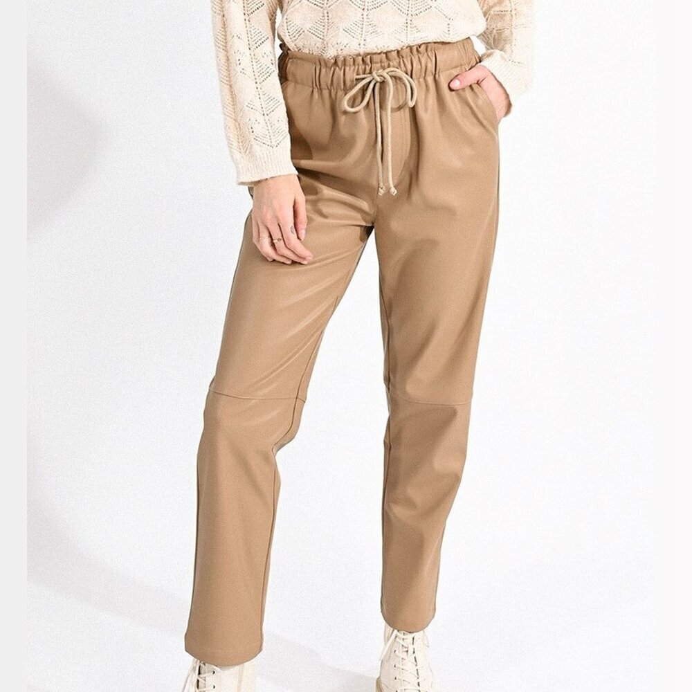 Molly Bracken Vegan Leather Pants, size L, NWT (Jogger Style)